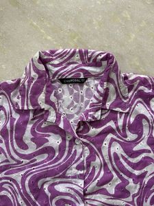 Stylish Purple &amp; White Swirl Print Kurta