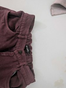 Stylish straight leg maroon jeans