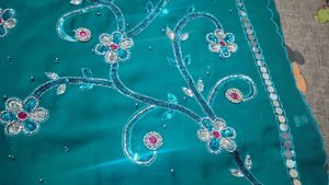 Embroidered Teal Dupatta