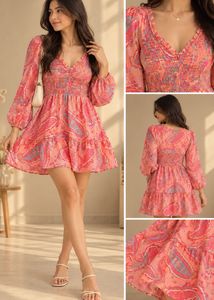 Chic Paisley Print Mini Dress