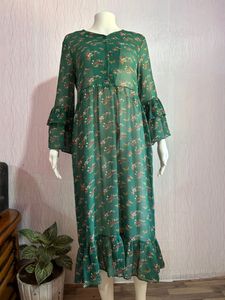 Floral Green Korean Dress