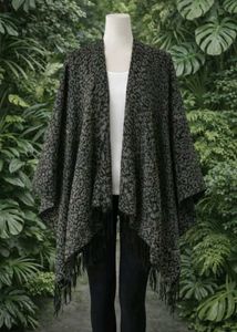 Animal Print Fringe Shawl