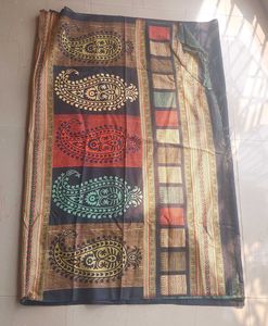 Elegant Black Saree with Geometric Motifs