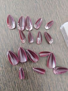 Burgundy Almond Press-On Nails