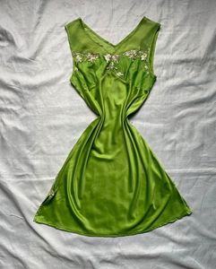 Green Satin Slip Dress