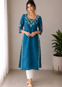 Beautiful Embroidered Teal Kurta