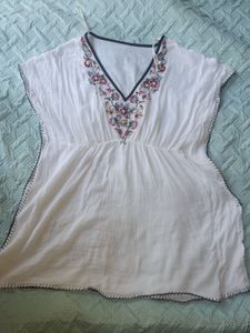 Embroidered V-Neck Kaftan Top