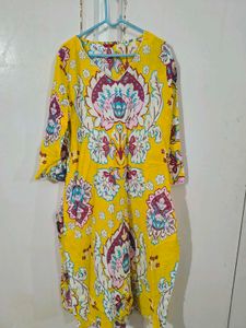 W Vibrant Yellow Floral Kurta
