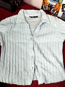 Light Blue Textured Collared Shirt
