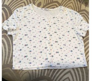 White Floral Crop Top