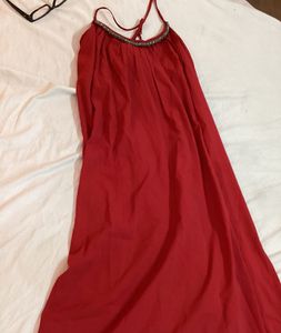 Wildest Dreams: Red Beaded Flowy Maxi Dress