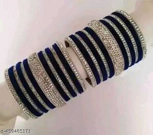 Elegant Blue & Silver Bangles Set