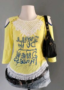 Pastel Yellow Cold Shoulder Top