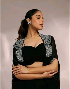 Elegant Black Lehenga Choli with Cape