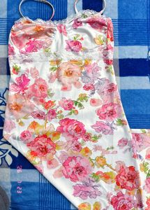 Floral Print Bodycon Dress with Lace Trim