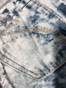 Stylish Denim Shorts with Crochet Inlay