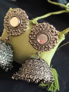 Silver Jhumka Earrings
