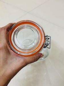 Large Vintage  Glass Clip Lid Jar