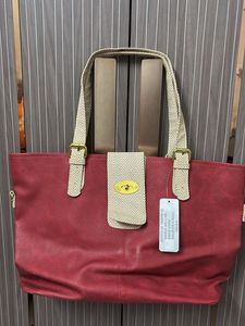 Red Tote Bag with Woven looking Straps