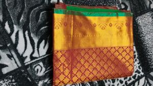 Elegant Yellow &amp; Red Kanchipuram Silk Saree