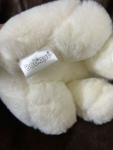 Cute White Dog Plush Toy with Bell