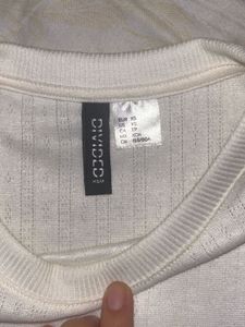Cute White H&amp;m Knitted Top A Little See Through