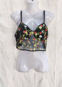 I. Sheer Floral Embroidered Bralette