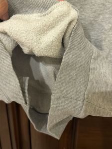 Gray Hoodie with Striped Sleeves