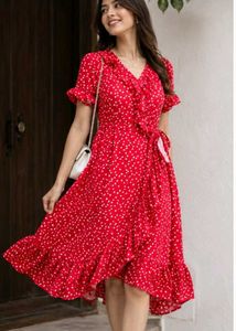 Chic Polka Dot Wrap Dress