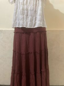 Boho White Smocked Tiered Top