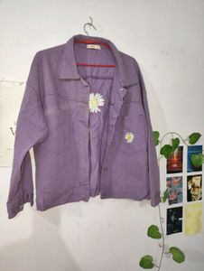 Lilac Daisy Embroidered Denim Jacket
