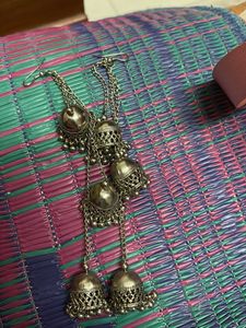 Oxidized Silver Jhumka Earrings