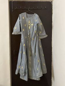 Beautiful grey partywear Anarkali set