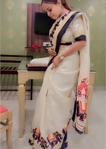 Elegant White Saree With Stech Designer Blouse