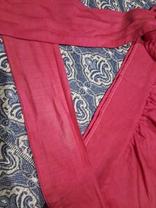korean Vibrant Pink Tie-Waist Cropped Top