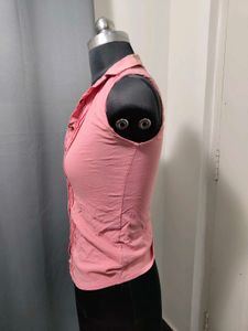 Sleeveless Pink Button-Up shirt