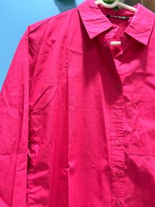 Vibrant Pink Collared Button-Up Shirt