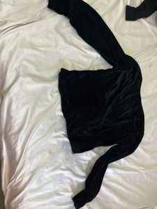 Velvet Black Long Sleeve Top