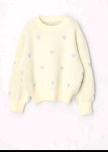 Cream Heart Pattern Sweater