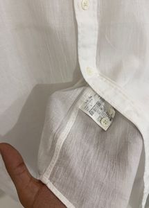 Men's White Band Collar Shirt