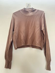 Ribbed Mock Neck Cropped Sweater