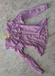 Caped Collar Sheer Dobby Casual Shirt