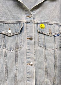 Light Wash Denim Jacket with Smiley