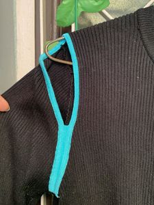 Black Ribbed Long Sleeve Top
