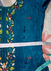 Embroidered Teal Kurta