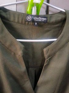 Olive Green Button-Down Top