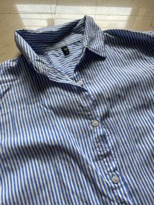 Blue Striped Button-Up Shirt