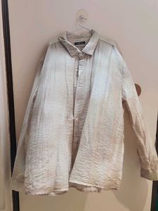 Women's Beige Textured Button-Up Shirt