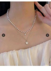 New gold plated Layered Pearl &amp; Heart Pendant Neck