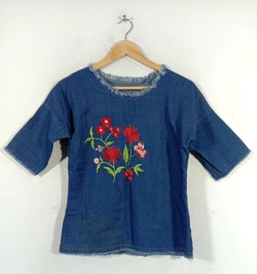 Denim Blue Casual Top (Women's)
